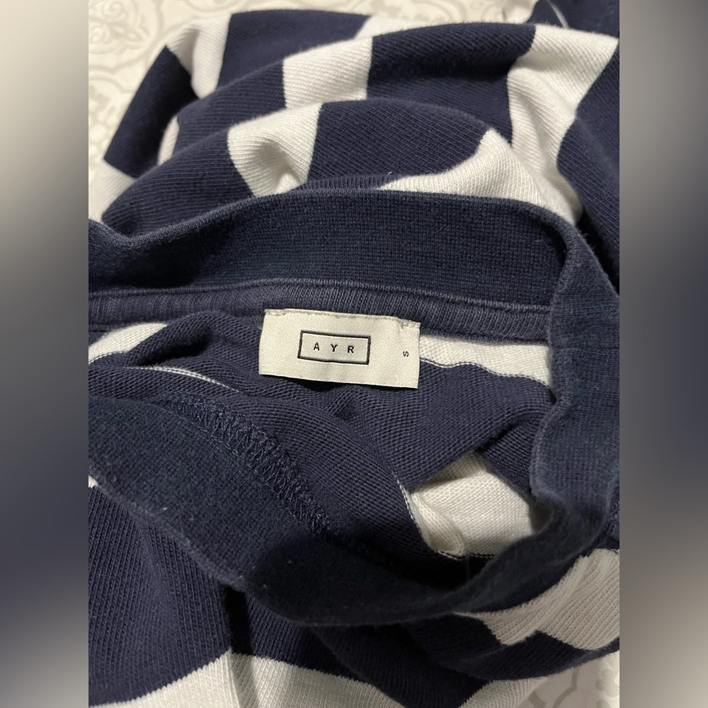 AYR ‘The Early Mornings’ Blue and White Striped Long Sleeve Size Small Nautical - Picture 3 of 7